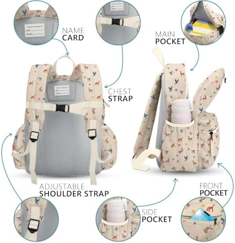 atgark Corduroy Toddler Backpack for Boys Girls 2-5: Preschool Backpack - Cute Kids Backpack 13.5" H Fit Folder - 4