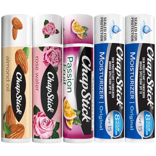 ChapStick Lip Balm Bundle – Spa Collection + Moisturizer 2-in-1 Lipcare SPF 15, 0.15 Oz Ea (5 Piece Set)