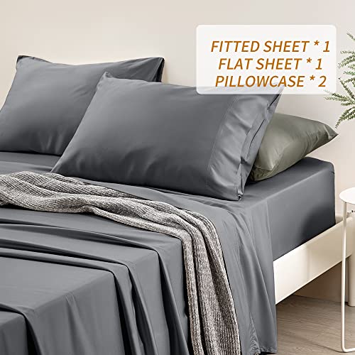 Shilucheng 1000 Thread Count Cotton Queen Size Sheets, Smooth Luxury Bed Sheets Set, Breathable Egyptian 100% Cotton Sheets, 16 Inch Deep Pocket-4 Piece (Queen, Dark Grey) #TOP2
