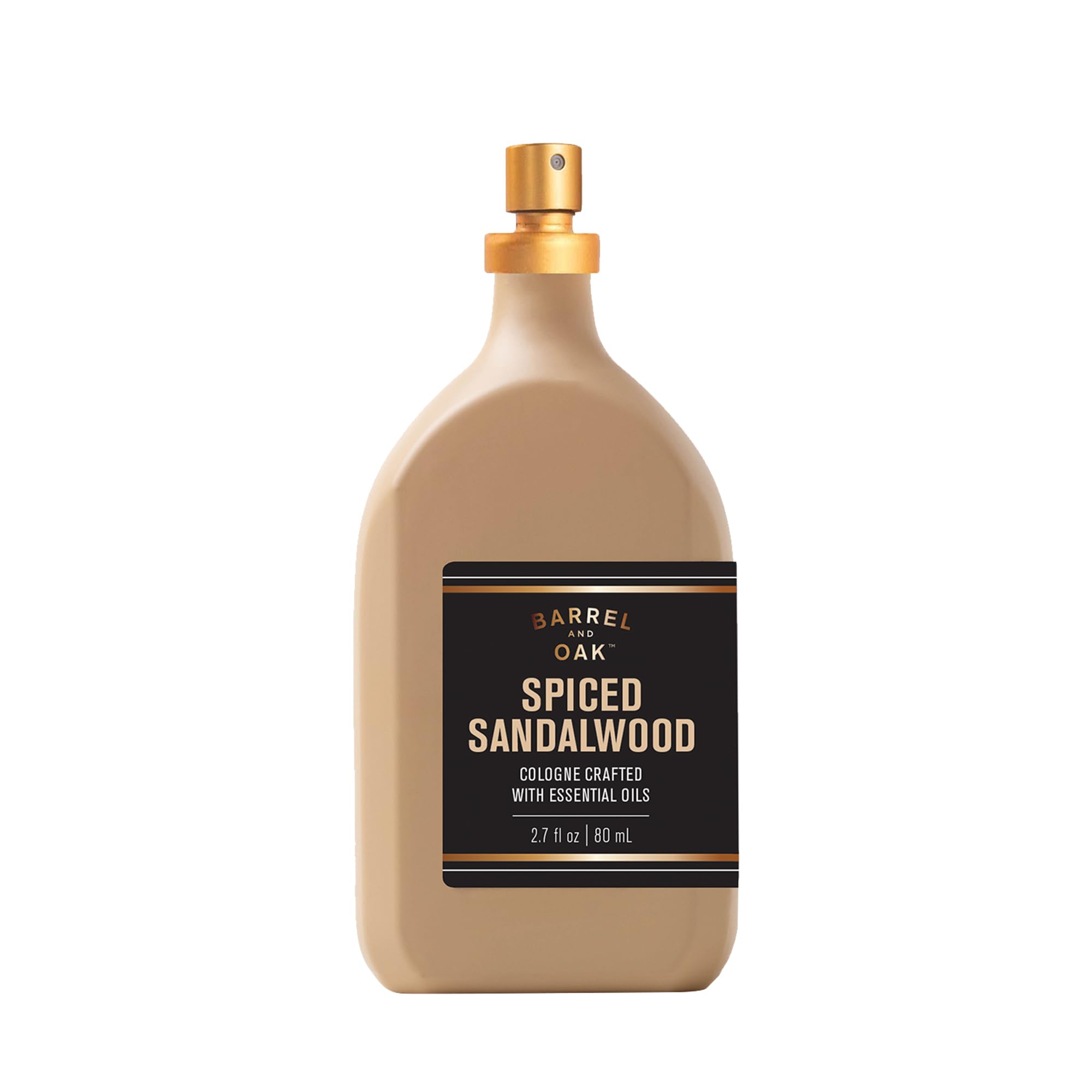 Barrel & Oak Cologne for Men, Essential Oil-Based Men's Fragrances, Long-Lasting Men's Cologne for Day & Night, Paraben & SLS-Free, Gifts for Men, Spiced Sandalwood, 2.7 oz