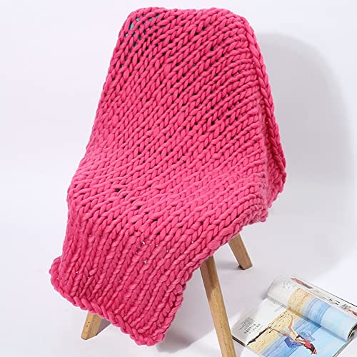 JANRON Couverture tricotée Chunky, Confortable Douce Tissée à La Main Couverture, Épais Chaude Tricotée Couverture de canapé pour Décoratif Salon canapé lit, Couleur Pure 100 x 120cm