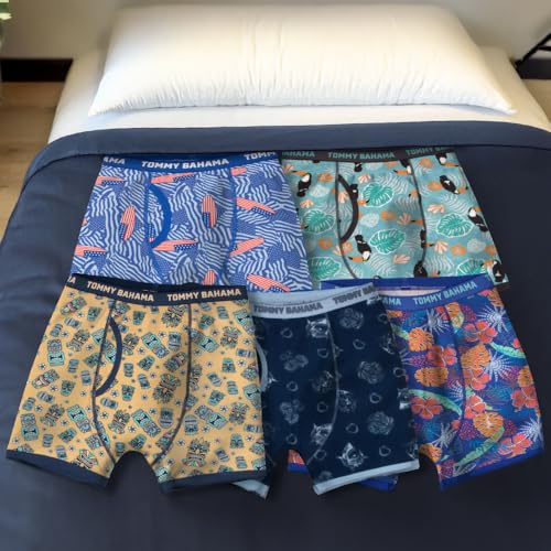 Image of Tommy Bahama Boys 5-Pack Cotton Boxer Briefs - Soft, Tag Free Underwear Multipack for Kids and Toddlers