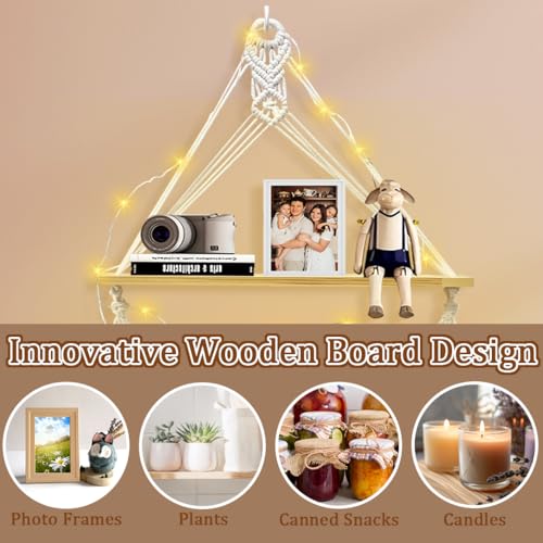Homecor NO Macrame Photo Display Hanging Shelf, Boho Wall Room Dorm Bedroom Love Decor, Picture Frame Collage Board thumb #3