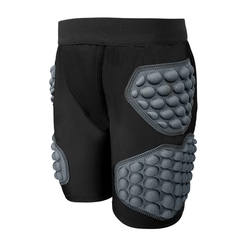 Jellybro Padded Compression Shorts for Kids YouthBoys Girls Padded Football Protective Shorts for Ski Paintball Baseball Rugby Hockey Soccer Skating Black