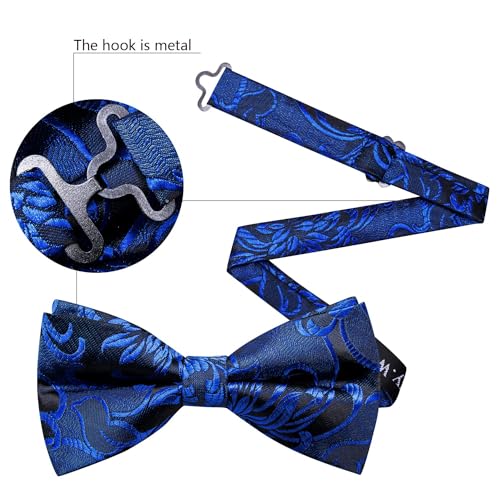 Image of YOHOWA Paisley Striped Men Bow Tie Pre-Tied Formal Adjustable Colorful Bowties Handkerchief Cufflinks Set Wedding Party