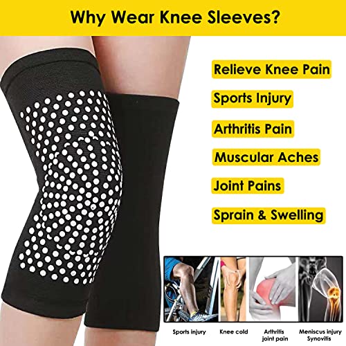 Tssplus 1 Pair Self Heating Knee Pads Magnetic Therapy Kneepad Pain Relief Arthritis Brace Support Patella Knee Sleeves Pads (L) #TOP2