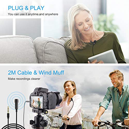 Smartphone microfoon, Lavalier Microfoon, SZMDLX mini Clip-type Omni-directionele Condensator microfoon Plug & Play 2m kabel voor Smartphone/Camera/PC met Storage Pouch Interview Muziek Opname - Image 4