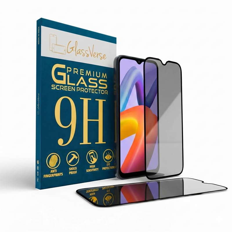 Image of GlassVerse Ultra Privacy Tempered Glass For Xiaomi Redmi A2 Plus (Pack Of 2) with Free Installation Kit. Edge To Edge. (In-Screen FingerPrint Lock will not work with the Privacy Guard) - 6.71 inch