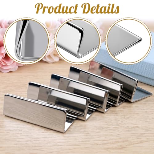 Image of 30 Pcs Table Number Holders Silver Glossy Finish | Metal Place Card Stands for Weddings Parties, Display Price Tags Food Signs, Restaurants Events, 1.6 inchx0.5 inchx0.6 inch