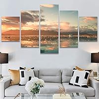 SIGNWIN 5 Panel Canvas Wall Art Modern Art Dramatic Farmhouse/Country Mountain Multicolor Nature Photography for Home Decorations Ready to Hang - 60