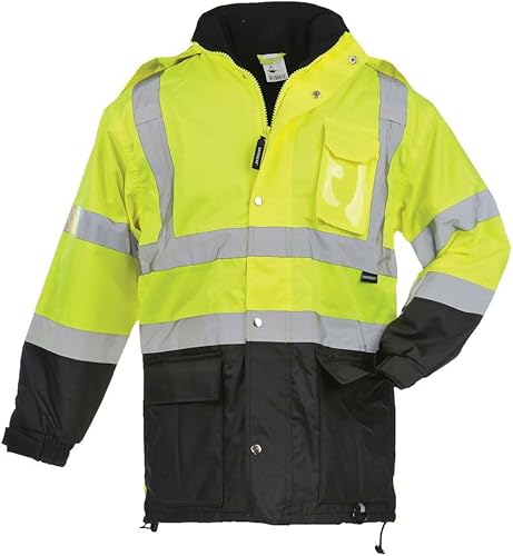 J. J. Keller & Associates, Inc. Chaqueta de parka de seguridad de alta visibilidad, capucha, tipo R clase 3, forro polar de poliéster, SAFEGEAR