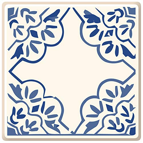 Poromoro Spanish Portuguese Azulejo Style Peel and Stick Backsplash Tile Stickers Set of 16 pcs (11.9, 21)