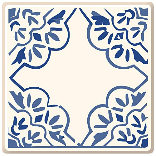 Poromoro Spanish Portuguese Azulejo Style Peel and Stick Backsplash Tile Stickers Set of 16 pcs (11.9, 21)