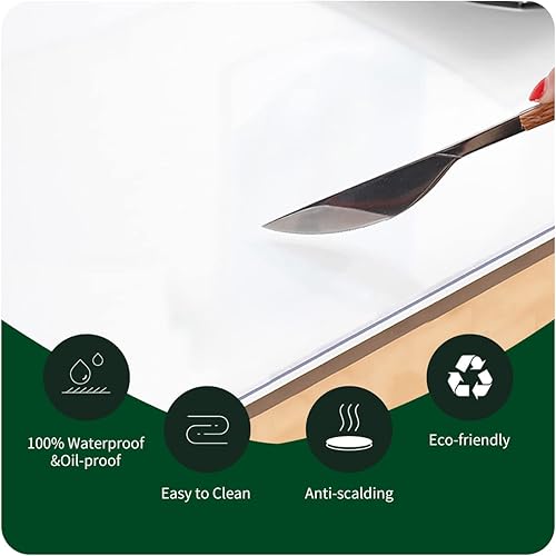 Miniatura 4 de Protector de PVC para mesa de comedor de 26 x 72 pulgadas, protector de vinilo transparente rectangular de plástico para mesa de oficina, mesa