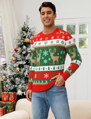Mens Ugly Christmas Sweater Santa Clause Reindeer Snowflake Knitted Funny Pullover Xmas Holiday Long Sleeve Sweaters 6 Mens Ugly Christmas Sweater Santa Clause Reindeer Snowflake Knitted Funny Pullover Xmas Holiday Long Sleeve Sweaters