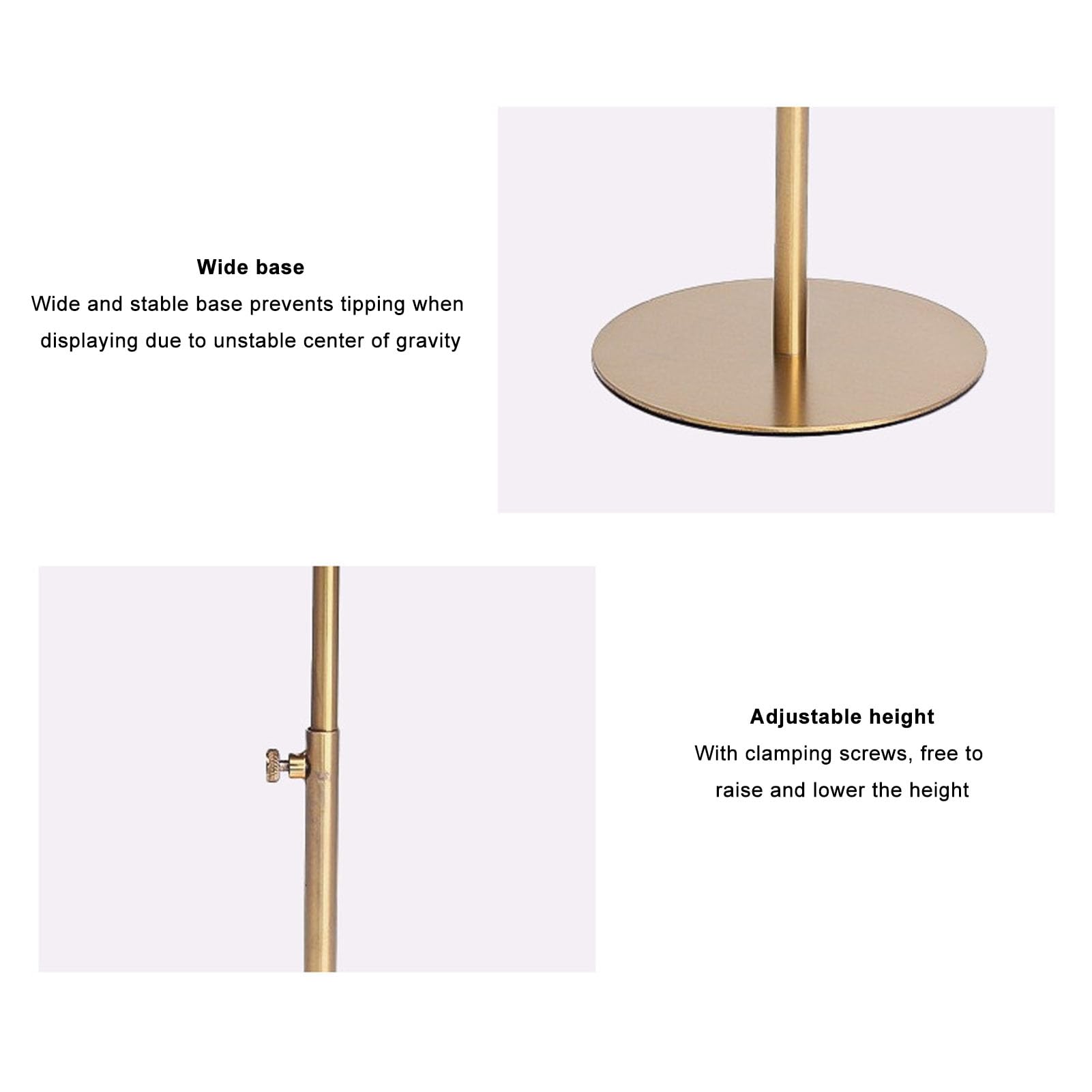 flexman Hat Display Stand, 20-40cm Height Adjustable Multifunctional Portable Stainless Steel Hat Rack Stand for All Styles and Sizes of Hats (Gold)