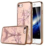 iPhone 7 Case, LONTECT Eiffel Tower Floral Clear Design Pattern Printing Soft TPU Gel Slim Back Protective Case Scratch Resistant for Apple iPhone 7