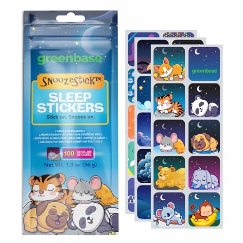 Greenbase Sleep Patches for Kids & Adults - 100 Calming Sleepy Stickers for Kids with Sleeping Chart - Melatonin-Free Sleep Aid Patches for Toddlers Children & Teens with Lavender & Chamomile Oils