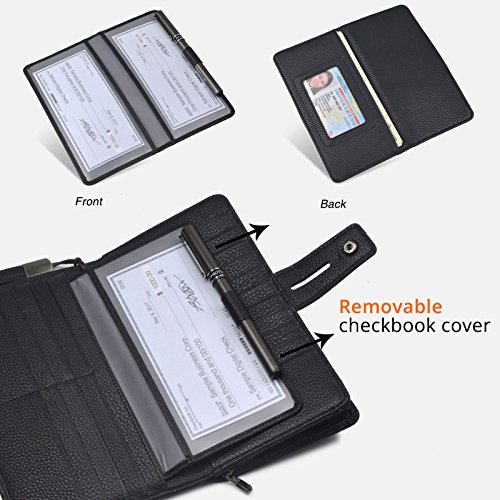 Bveyzi Women's Big Fat Rfid Leather Wristlet Wallet Organizer Large Phone Checkbook Holder with Zipper Pocket (Black)4