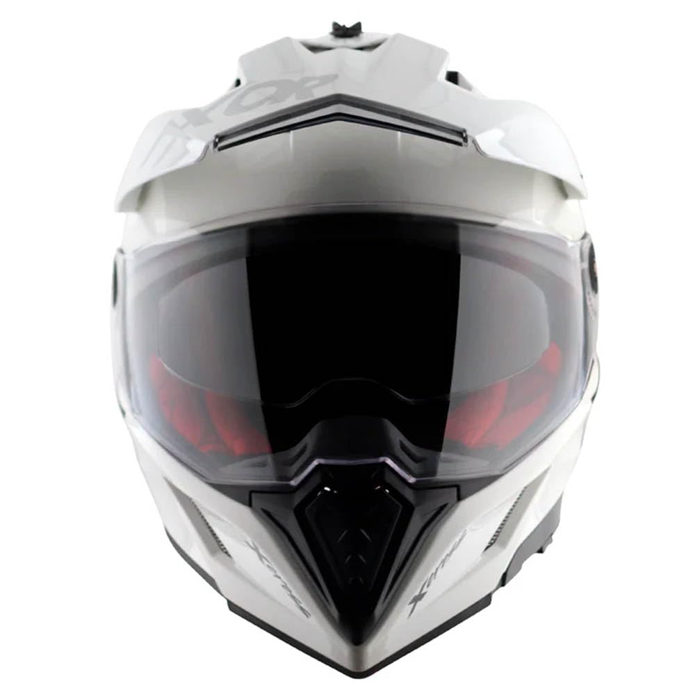 AXOR X-Cross Dual Designed Solid Blanco - Casco de Moto Trail Adventure, Off Road con Visor Solar Homologado ECE 22.06