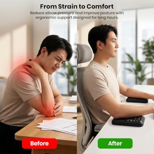 Image of Keyboard Wrist Rest Pad Arm Rest for Keyboard & Mouse, Ergonomic Wrist Support Memory Foam Hand Support for Office, Computer, Laptop, Mac Typing Chair and Wrist Pain Relief, Washable Pad