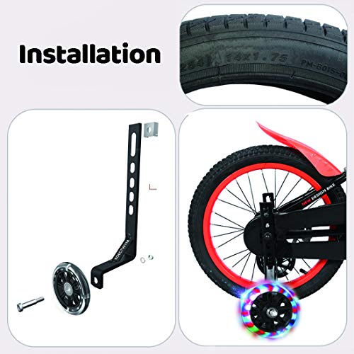 Image of Kids' Bicycle Training Wheels Flash Mute Heavy Duty Rear Wheel with Stabilizers Mounted (for 12 14 16 18 20 inch Kids Bike) 1 Pair + 1 Reflective Tape + 2 Reflective Arm Bands