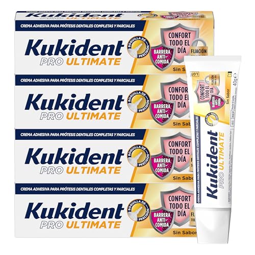 Kukident Pro Ultimate Crema Adhesiva Para Prótesis Dentales Completas Y Parciales Sin Sabor - 4x40 g