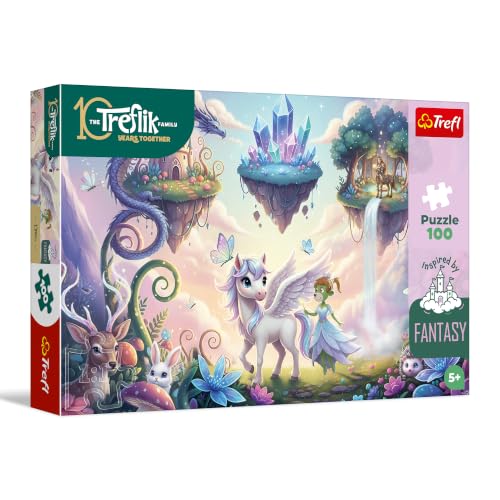 Trefl - La famiglia Treflik, ispirata alla fantasia - Mondi magici - 100 pezzi - Puzzle colorati pieni di magia, intrattenimento creativo, divertimento per bambini dai 5 anni in su