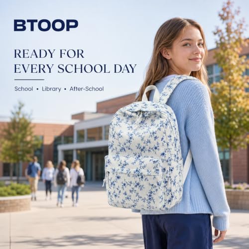 Image of BTOOP School Backpack for Teens Large Cute Bookbag Lightweight 15.6 inch Laptop Bag for Girls Women Casual High School College