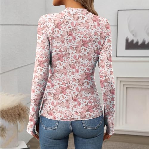 Lace Long Sleeve Floral Mesh Top Mockneck Going Out Tops Undershirts Western T-Shirts Party Club Night Sheer Blouses4