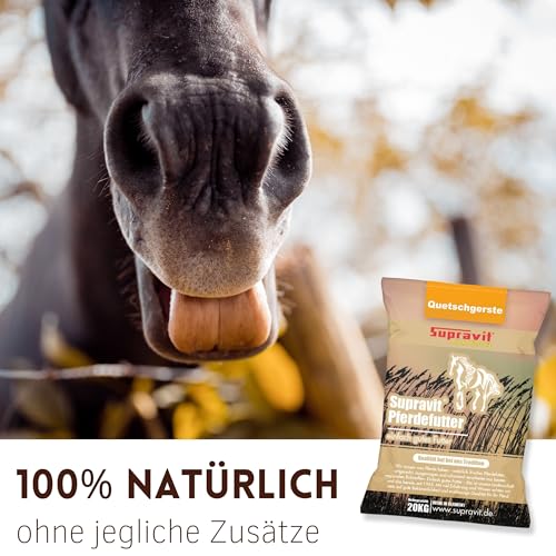 Supravit Gerste gequetscht 20kg Sack | Natürliche Gerstenflocken für Pferd und Ponys | Quetschgerste als Futter mit hohem Energiegehalt | Hochwertiges Pferdefutter, energiereiche Tiernahrung