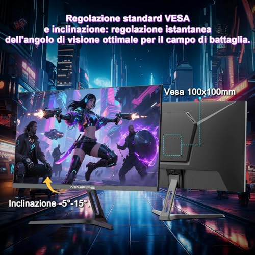 27 pollici Gaming Monitor 260Hz QHD 1440P 1ms Adaptive Sync sRGB 130% Fast IPS HDR10 2×DP1.4 2×HDMI 2.1 Montaggio a parete (MFG27F4Q Pro - Monitor - Immagine 8