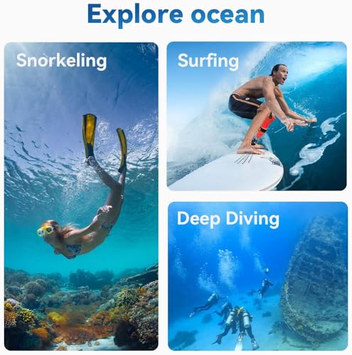 Image of TELESIN Waterproof Case with Anti-Fog for DJI Osmo Action 6 Camera, Underwater Housing Shell Cage Supports 60M /196FT Deep Diving Scuba Snorkeling with Quick Release Bracket Screw