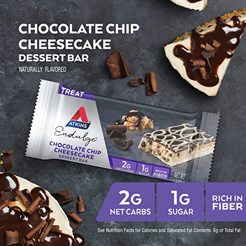 Atkins Endulge Treat Chocolate Chip Cheesecake Dessert Bar. Rich And Creamy Dessert Favorites. Keto-Friendly. (30 Bars) #TOP1