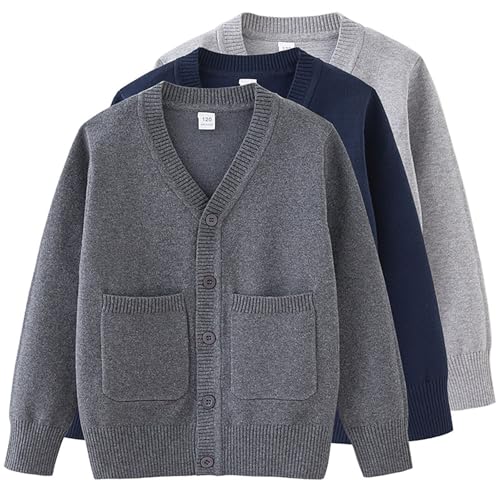 Boys Girls V-Neck Cardigan Sweater Kids School Uniform Jacket Basic Plain Soft Button Down Knitted Sweater Cardigan4