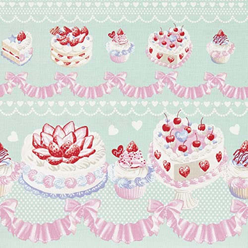 KIYOHARA クラシカルモダン デコレーションケーキ 生地 オックス 綿 100% 110cm巾×1mカット Col.G グリーン CMOF-57C