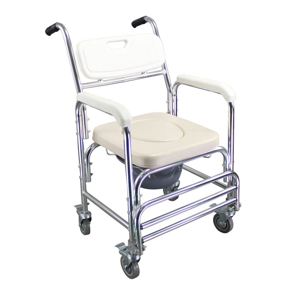 Gthtuhfd Women's A Commode Wheelchair, Djustable Toilet Shower Chair With Removable Pot, Folding Pedal Nd Sponge Cushion