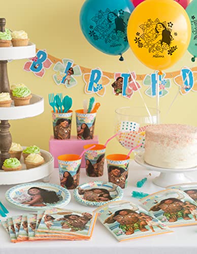 Vaiana Ensemble de fournitures de fête d'anniversaire | Décorations | Pour 16 invités | Avec bannière, nappe, assiettes… - Image 8