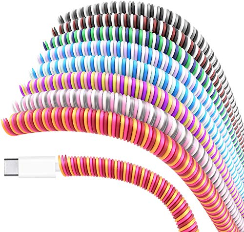 Larcenciel Protetor cabo carregador, 8 peças protetor cabo espiral, protetor cabo carregador de auriculares, adequado para todas as linhas de dados de telemóveis (120 cm, multicolor)