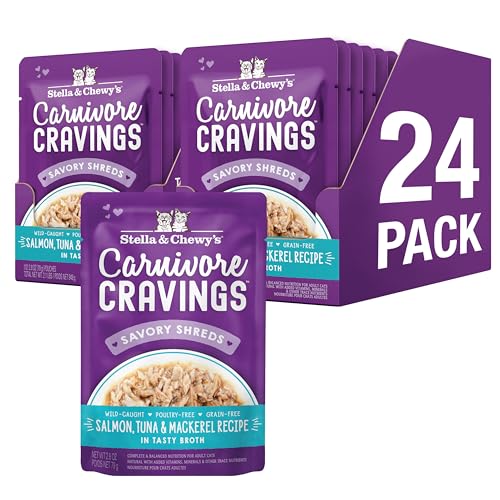 Stella & Chewy's Carnivore Cravings Wet Cat Food - Premium Pouches - Grain Free, High Protein Salmon, Tuna & Mackerel - Perfect For Picky Eaters - Complete Meal or Topper (2.8 oz, 24 Pack) - image 1