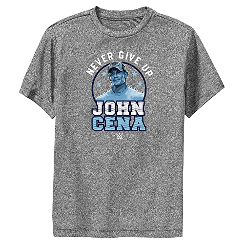 WWE Boys Cena Never GIVE UP Short Sleeve Tee Shirt Charcoal Heather Small
