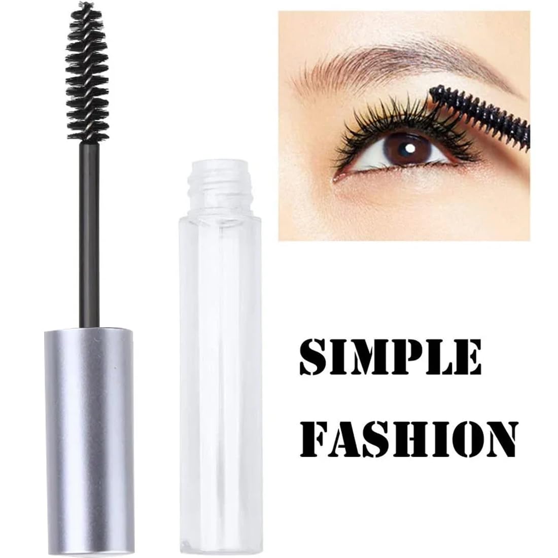 Mascara Recargable Botella Vacía con Cepillo y Contenedor 10ml Plata (5 Unidades)