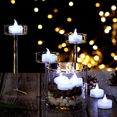 Image of Led tealights,24 Pack Flameless Candles Lights Realistic Flickering Battery Operated Led Tea Lights Candles for Christmas,Wedding, Birthday, Halloween Gifts Home Decoration in Cool White
