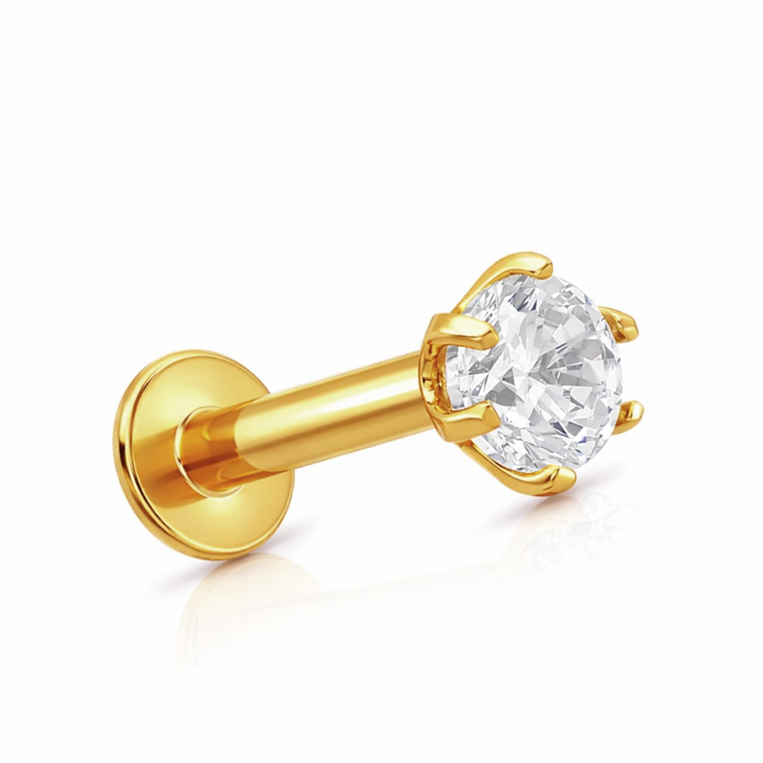 vama FASHIONS 3mm 18K Gold Plated White Diamond Stone Pierced Piercing Nose Pin Clip On Small Studs Nose Ring Nosepins For Women & Girls-picture-9