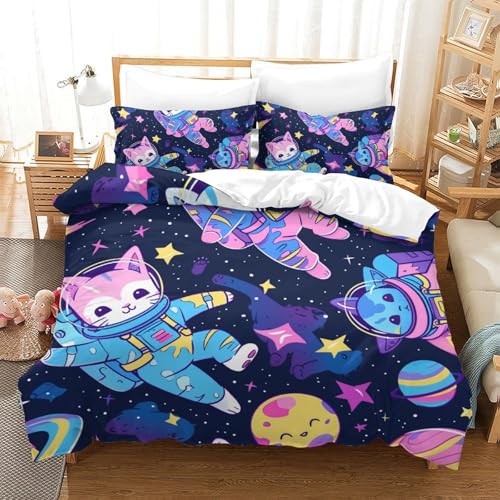 Housse de couette astronaute 3D 200x200cm en microfibres avec 2 taies - 2