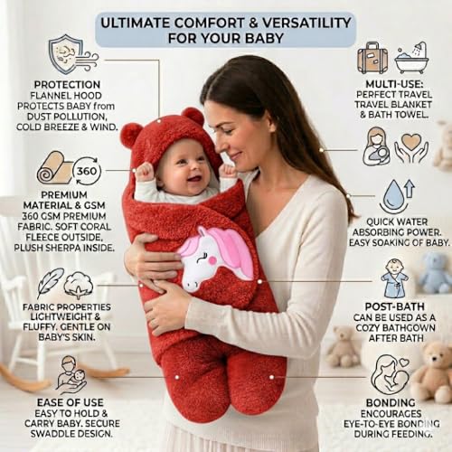 Image of BRANDONN Baby Blanket Newborn Gift Pack of Swaddle Wrapper, 0-9 Months, Length 68 cm x Width 68 cm