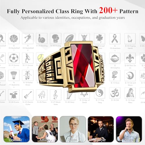 Custom Class Rings for Men 925 Sterling Silver /10k/14k/18k High School College Ring Graduation Ring Graduation Gifts for Men3