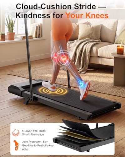 Image of Walking Pad with 6% Incline, 300LBS Capacity Under Desk Treadmill for Home Office, Quiet Portable Mini Treadmill with App & Remote Control, No Assembly, Slim Design for Small Spaces
