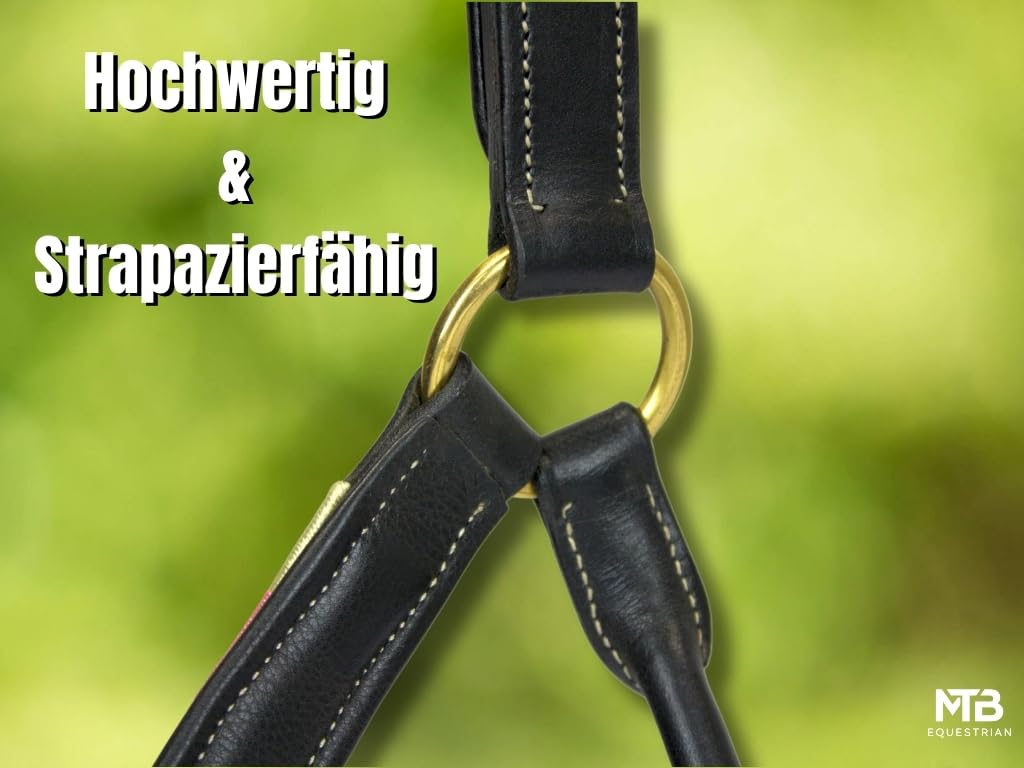 Exklusives Lederhalfter Mit Polo-Design – Beidseitig Verstellbar – Hochwertiges Leder – 10 Farbvarianten – Cob & Full (Weiß Blau, Full)
