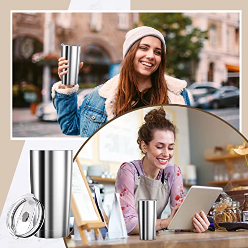 Nuogo 16 Pack 20 Oz Stainless Steel Tumblers Bulk Powder Coated Tumbler With Spill Proof Lid Double Wall Metal Coffee Cups Reusable Silver Vacuum Insulated Travel Mugs For Cold And Hot Drink #TOP4